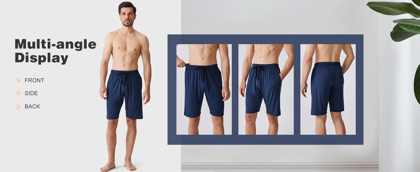 BAMBOO COOL Men's Classic Bamboo Pajama Set - 2-Pack Athletic Casual Fitness Bottoms, Plain Fabric Lounge Sleep Shorts with Pockets, Soft Breathable Elastic-Fitted Nightwear