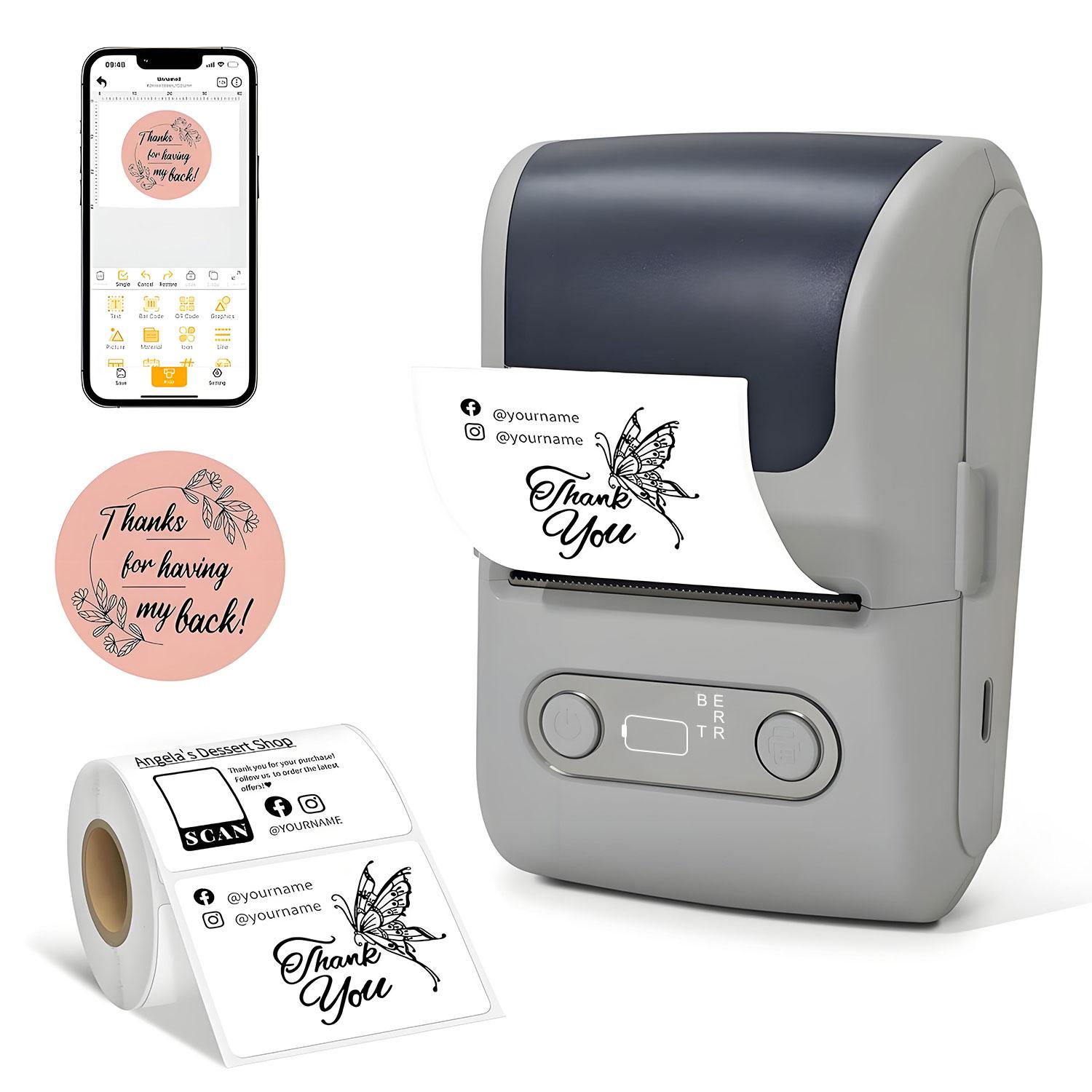 HZTZ Portable Wireless Thermal Label Printer, Mini Barcode & Sticker Making Machine, Suitable for Office Retail Jewelry Labels, Compatible with Smartphones