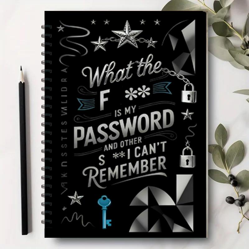 Fun Password Notebook with Generator Pages, Women's Code Diary, Tech Gift for Office & Home, Spiral Bound Password Manager, Travel Diary Notebook