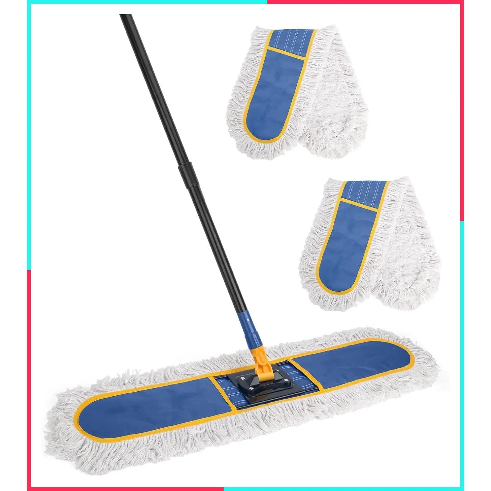 24-Inch Commercial Heavy Duty Dust Mop for Floor Cleaning, Blue
