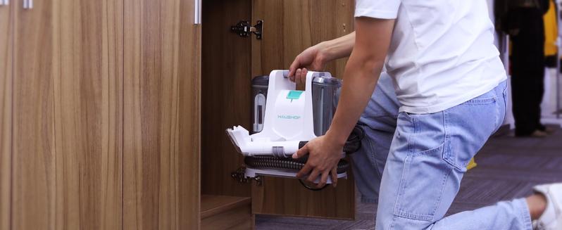 HAUSHOF Portable Carpet Spot and Upholstery Cleaner, Lightweight Handheld Deep Cleaner Machine for Pet Stains, Sofa, Rug, Mattress, Car Seat and Curtain, White & Light Grey