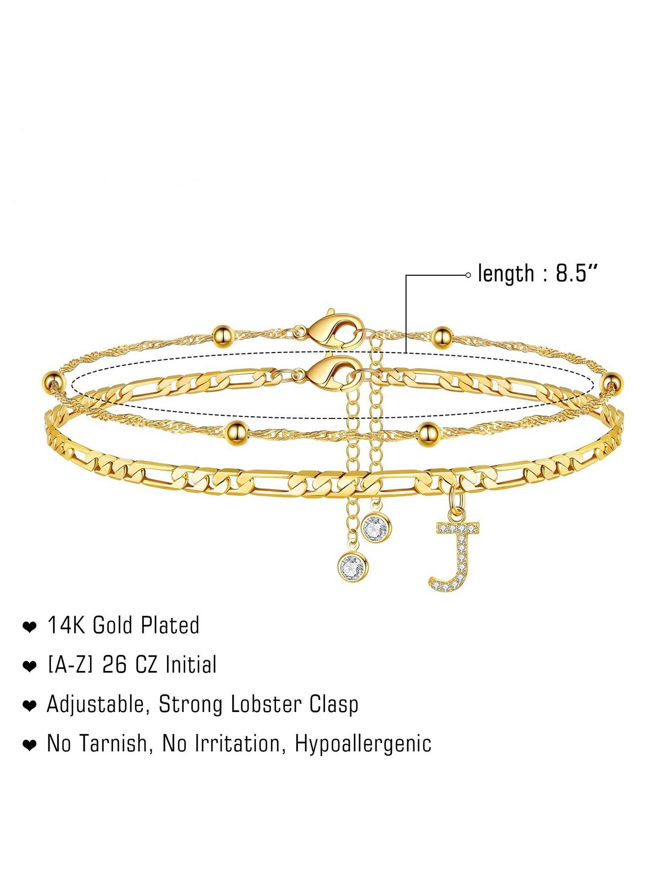 26 Letters Double Layer Gold Anklet Set, Personalized Initial Pendant Foot Jewelry, Stackable Versatile Statement Ankle Bracelet