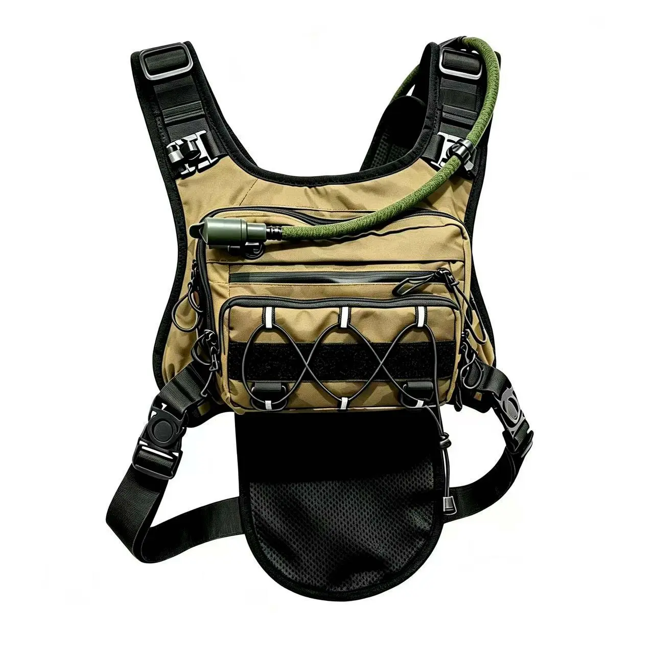 Men's Running Vest with 3L Water Bladder, Tactical Hydration Backpack, Adjustable Lightweight Trail Running Chest Pack for Outdoor Activities