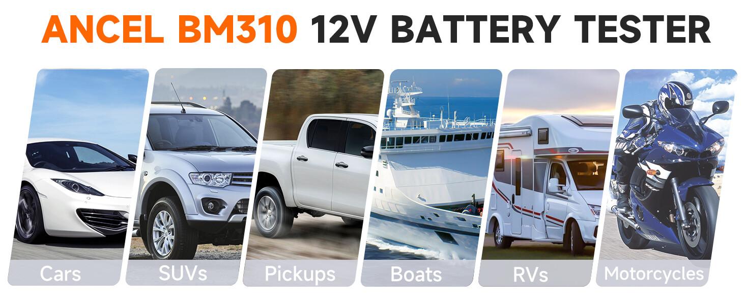 BM310 12V Car Digital Alternator Battery Tester Batteries Detector with 6 LED Lights Display for Car Automotive Motorcycle, Battery Health Analyzer, Car Battery Tester Scan Tool