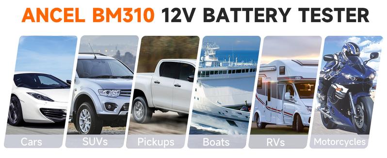 BM310 12V Car Digital Alternator Battery Tester Batteries Detector with 6 LED Lights Display for Car Automotive Motorcycle, Battery Health Analyzer, Car Battery Tester Scan Tool