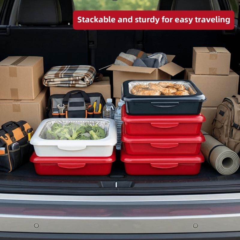 A set of elegant wok 2-in-1 reusable plastic food storage boxes with 1 foil tray for outdoor parties, celebrations, Christmas and Thanksgiving gifts