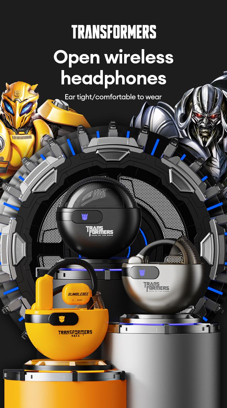 Transformers TF-T09 Open Ear Headphones Wireless Bluetooth 5.4, 60H Playtime Sport Earbuds Wireless with HD Mic Earhooks, Over Ear Headphones Waterproof for Running Fitness Workout