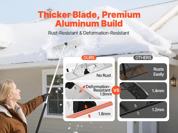 VEVOR Snow Roof Rake, 26 in Aluminum Blade, 7.5-20 ft Adjustable Roof Snow Scraper with Wheels, Anti-Slip Handle Snows Removal Tool, Lightweight House Rooftop Rake for Leaves Debris Removal