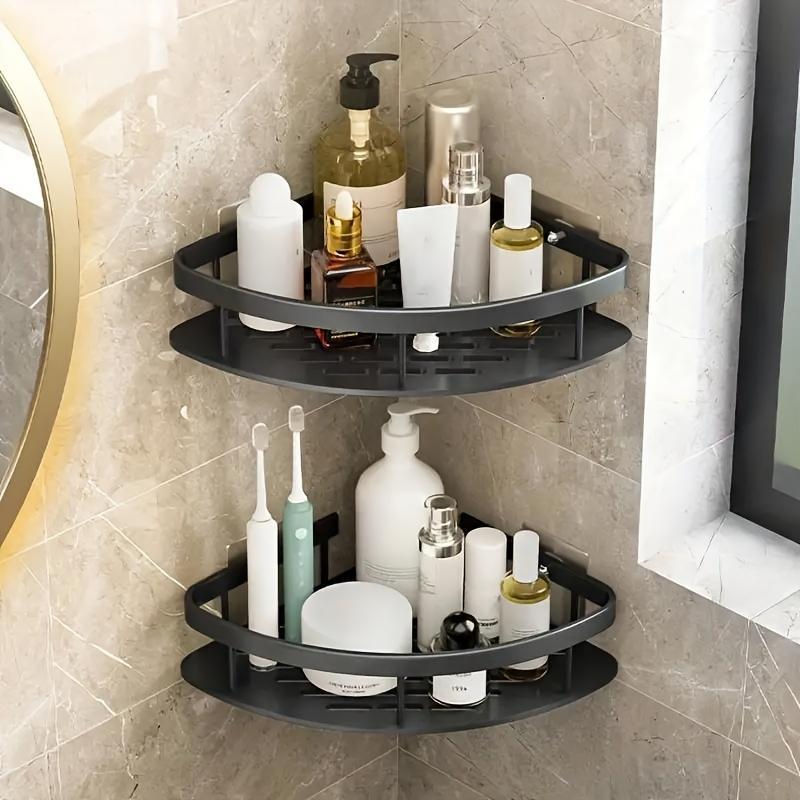 1pc No Drill Bathroom Corner Shelf, Shower Storage Organizer for Shampoo and Bathroom Accessories, Wall Mount Design