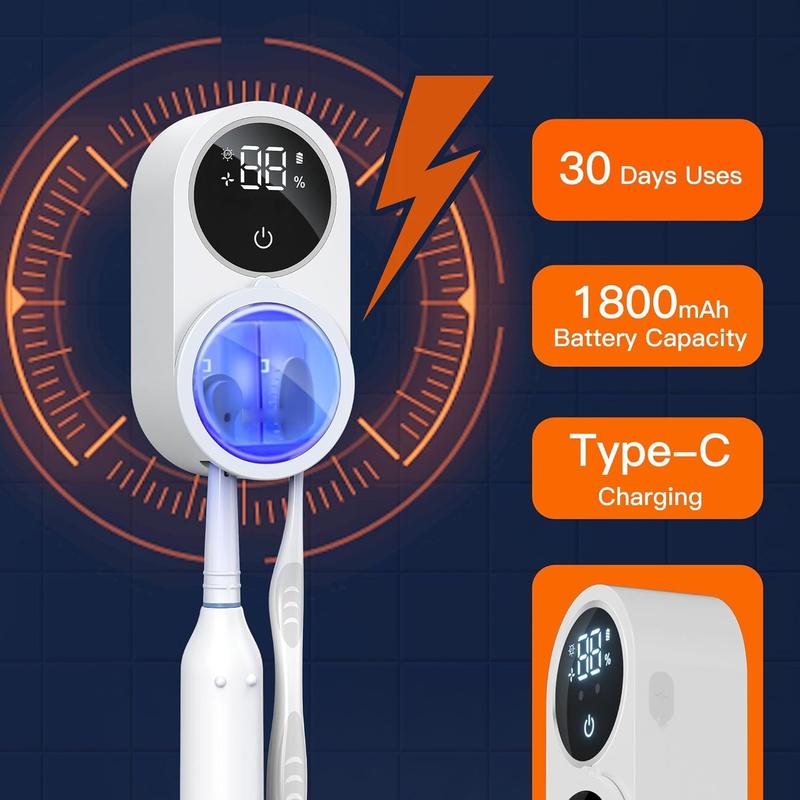 Wall Mounted Toothbrush Sterilizer, Rechargeable Toothbrush Holder, Toothbrush Storage, UV-C Toothbrush Cleaner with LED Smart Screen, Personal Care Appliances Wall Mounted Toothbrush Sterilizer, Rechargeable Toothbrush Holder, Toothbrush Storage, UV-C Toothbrush Cleaner with LED Smart Screen, Personal Care Appliances