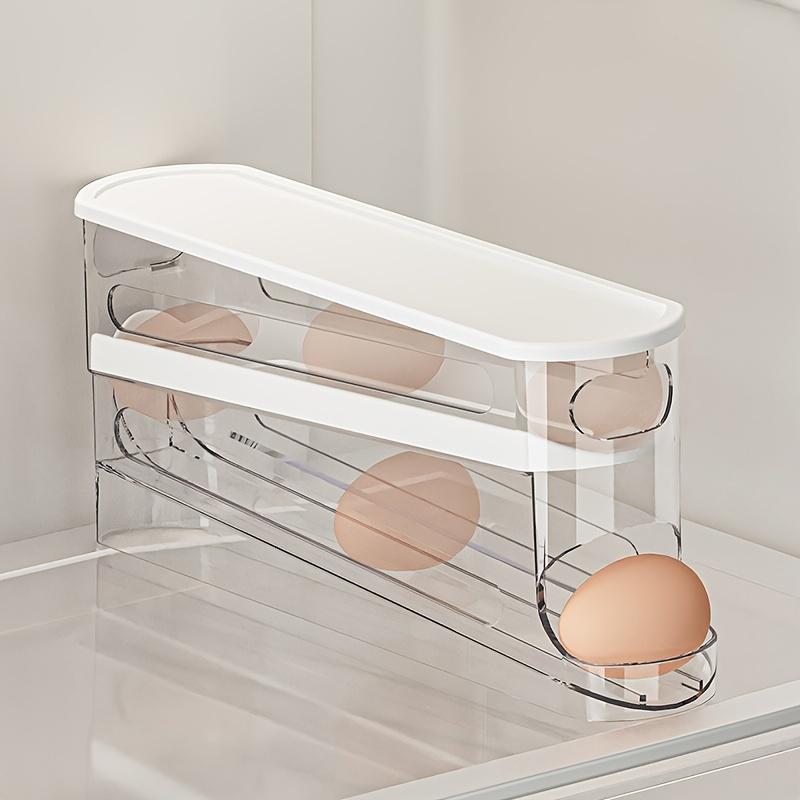Rolling Egg Storage Box, Dual-Layer Automatic Egg Roller, Refrigerator Egg Dispenser, Keeps Eggs Fresh, Fits Fridge, Cabinets, Organizer