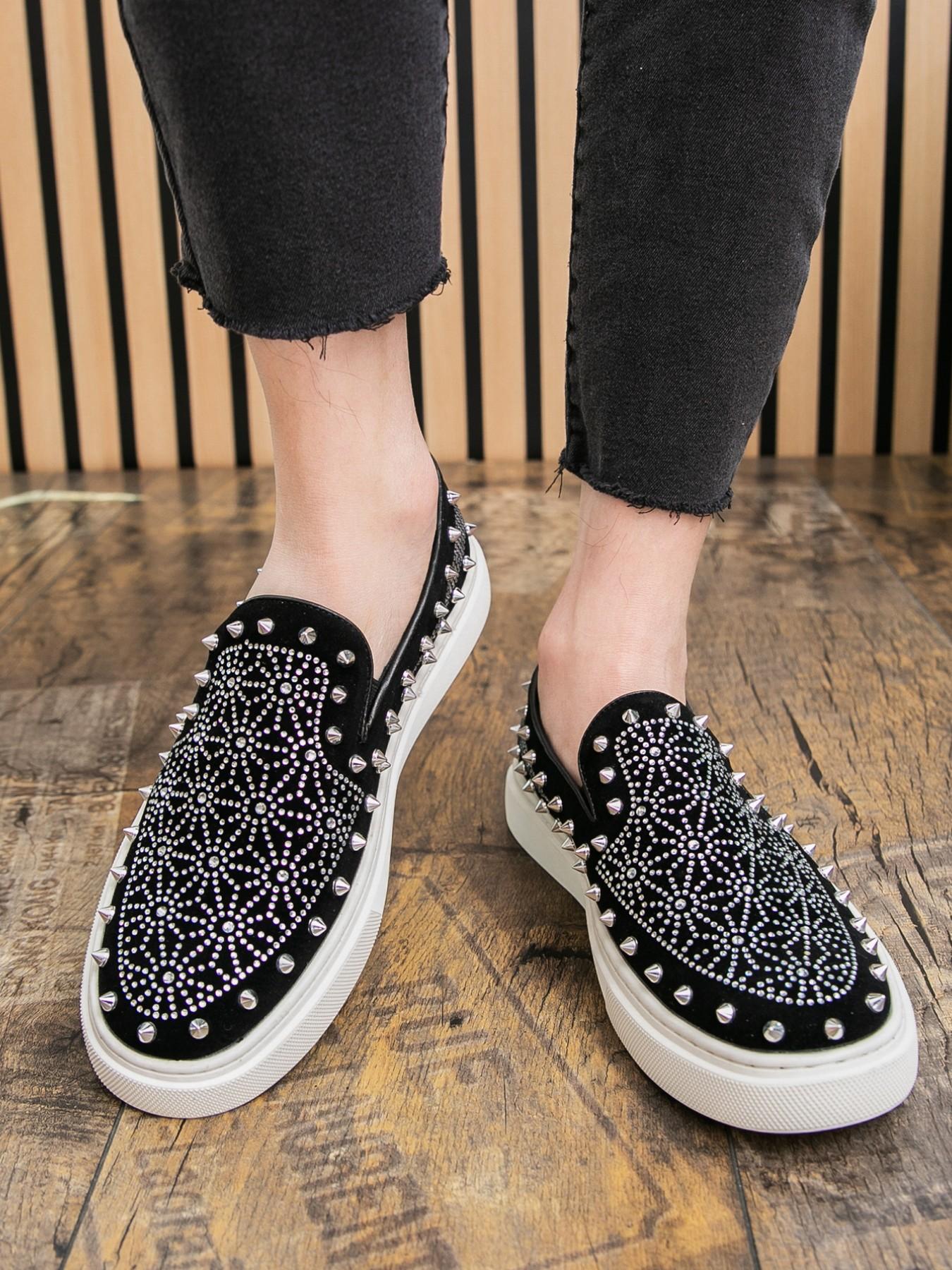 Men's Fashion Casual Shoes, PU Leather, Rubber Sole, Crystal Brick Decoration, All Seasons, Business, Nightclub, Driving, Slip-On Loafers