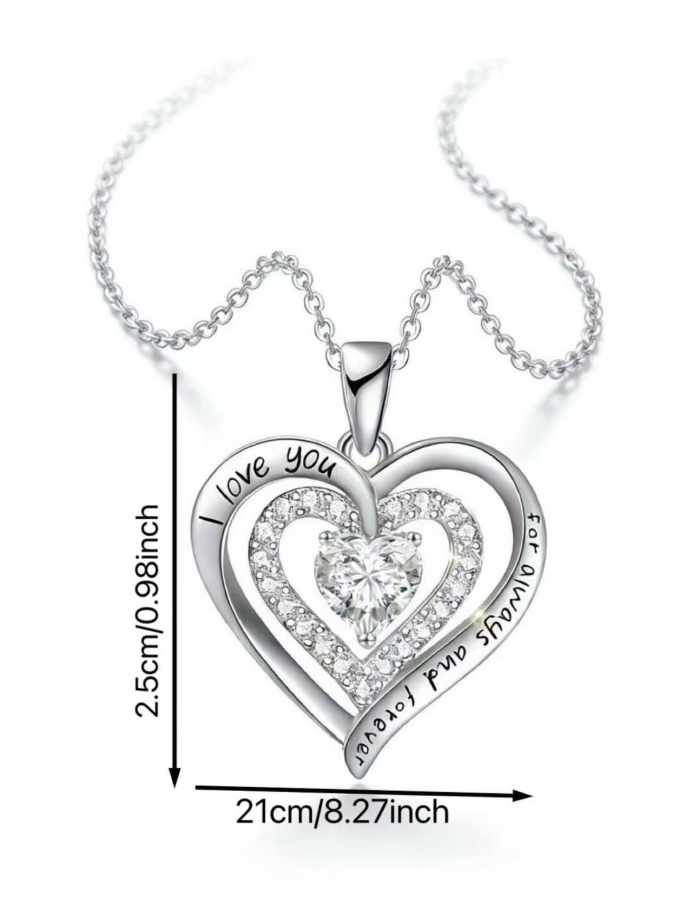 Heart-Shaped Gemstone Necklace Rose Flower Gift Box, Valentine's Day Gift for Girlfriend, Mother's Day Gift for Mom, Love Expression Gift