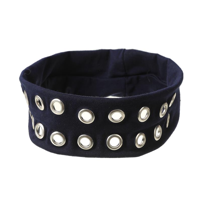 AWAYTR Fashion Grommet Wide Headbands for Women Hollow Out Elastic Head Bands Y2k Girls Punk Grunge Stretchy Hair band Hair Accessories