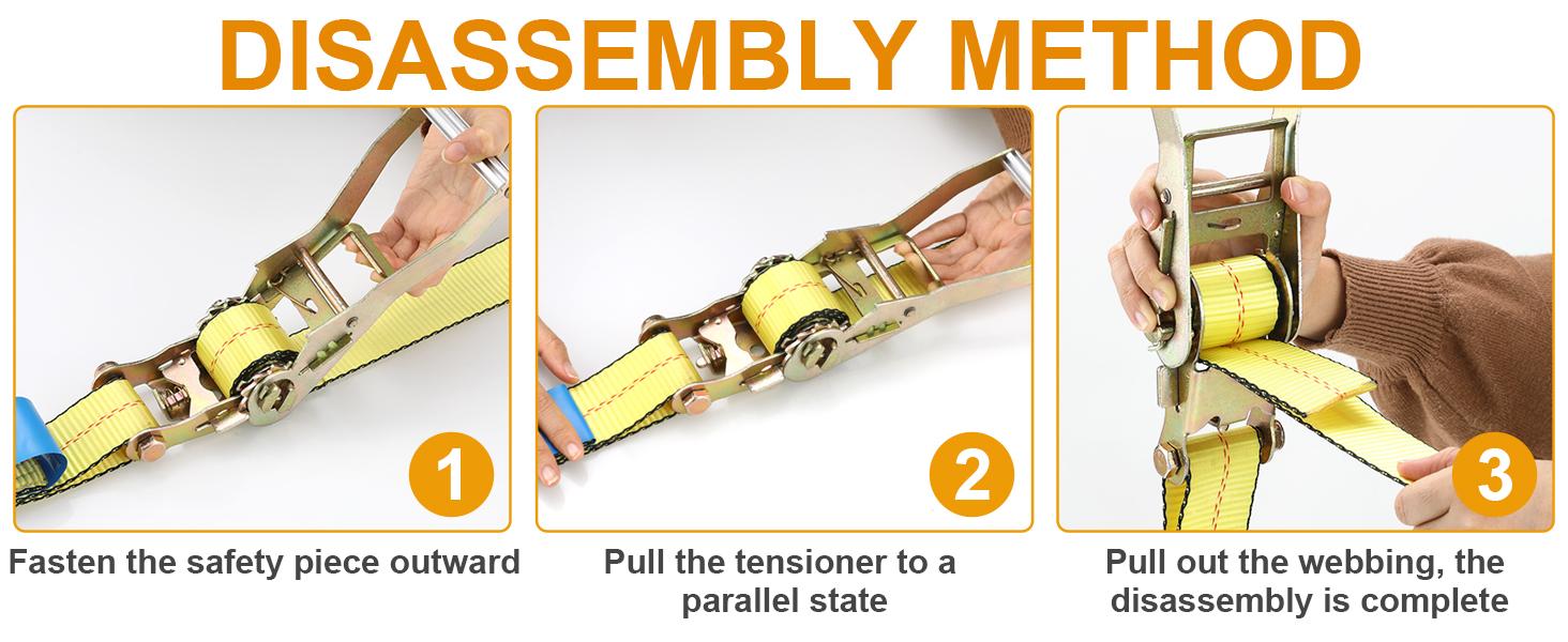 4 Pack 2 in x 27 FT Flat Hook Ratchet Straps ，11,000 lbs Break Strength，Heavy Duty Tie Down Straps for Trucks ,Orange/Yellow