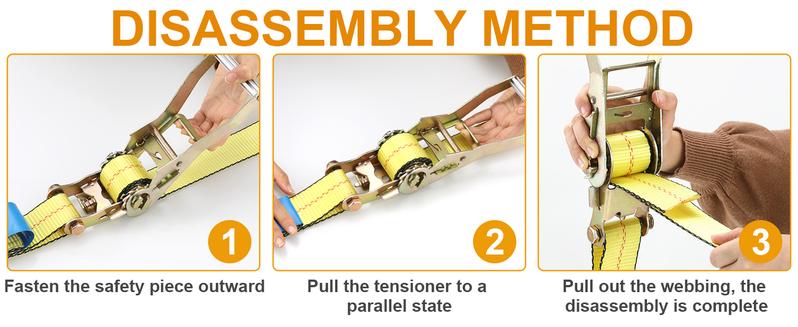 4 Pack 2 in x 27 FT Flat Hook Ratchet Straps ，11,000 lbs Break Strength，Heavy Duty Tie Down Straps for Trucks ,Orange/Yellow