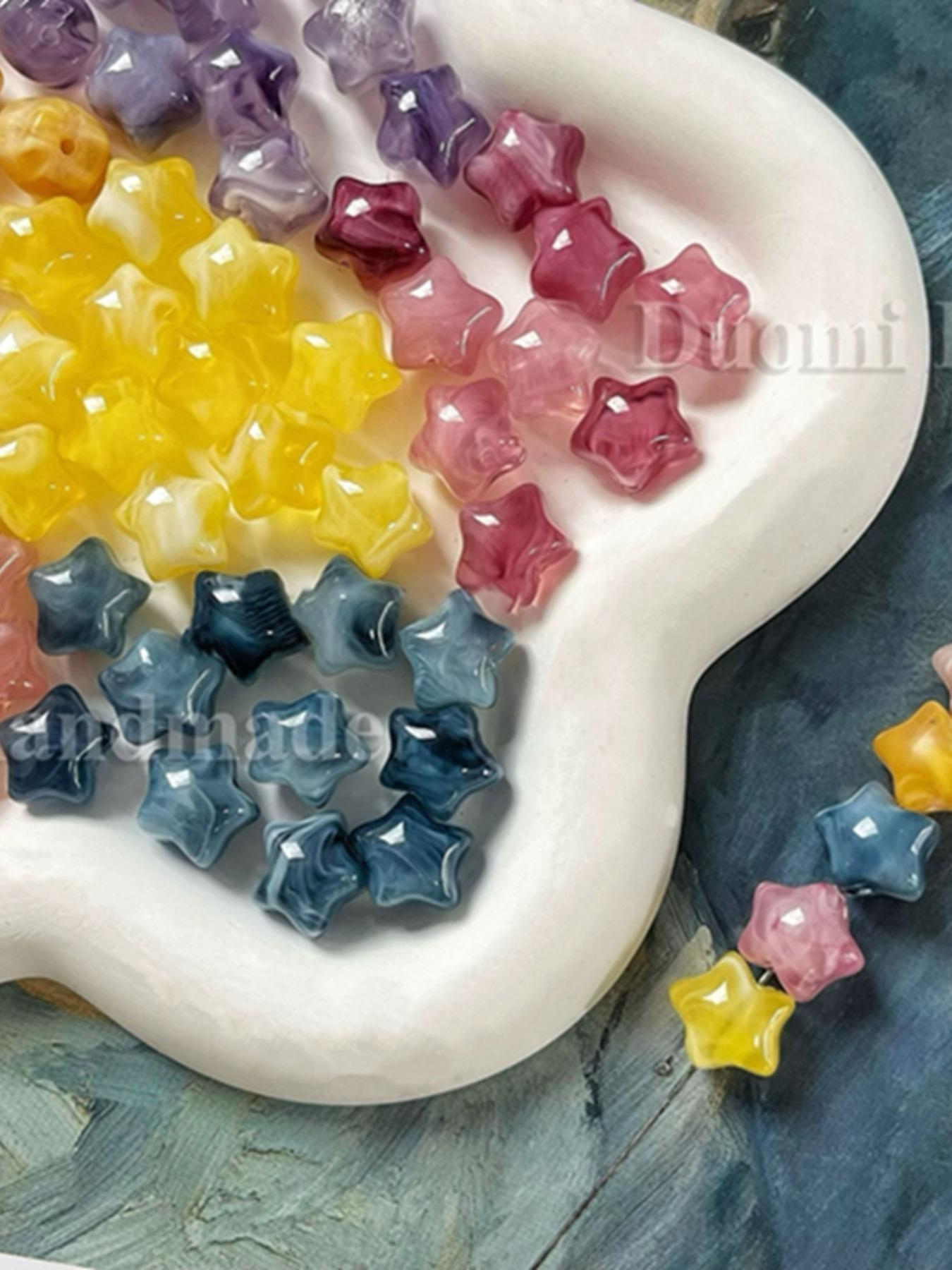 50 Mixed Color Acrylic Star Beads for DIY Jewelry, 12mm Stylish Star Beads for Bracelets Necklaces Keychains & Christmas Crafts, Jewelry Making Kit