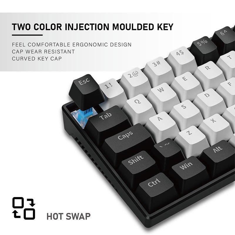 ZIFRIEND KA646 63 Keys Mechanical Keyboard Wired 60% Layout Mini