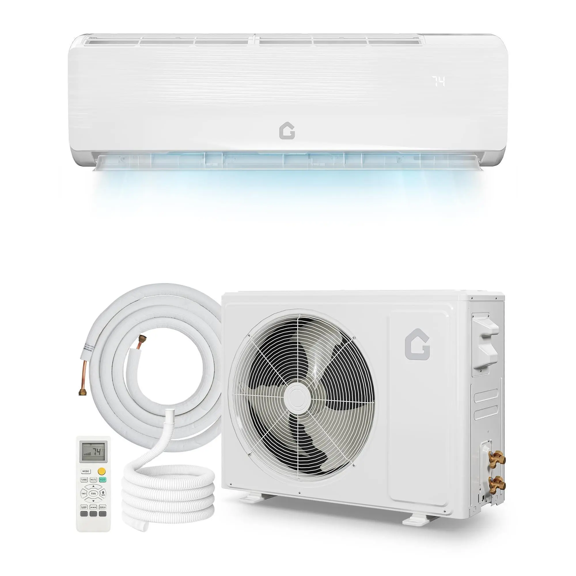 Garvee 9000 BTU Mini Split Air Conditioner - 19 SEER2 Ductless Inverter AC with 208-230V, Cools Up to 450 Sq. Ft, Built-in Heat Pump System, White