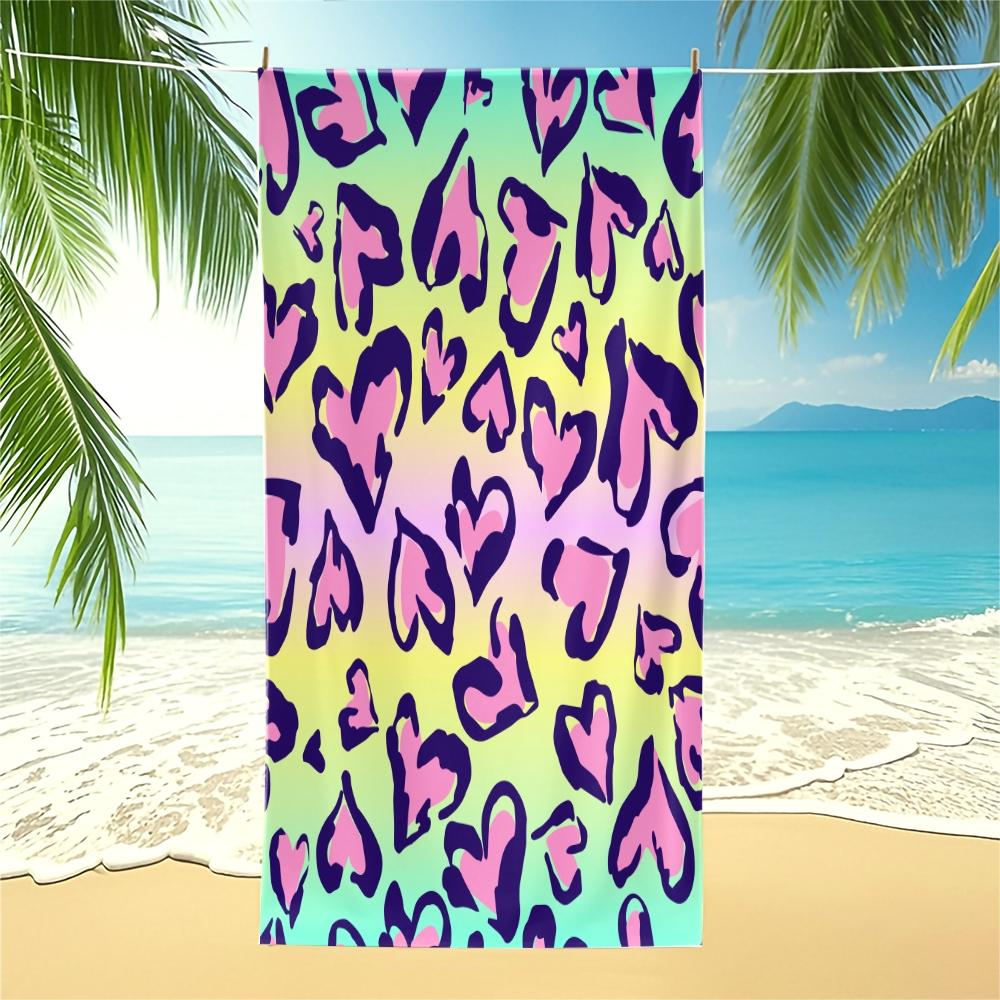 Leopard Print Beach Towel, European American Y2K Style, Quick Dry Absorbent Soft Skin-friendly, Ideal for Trendsetters Beach Pool Vacation