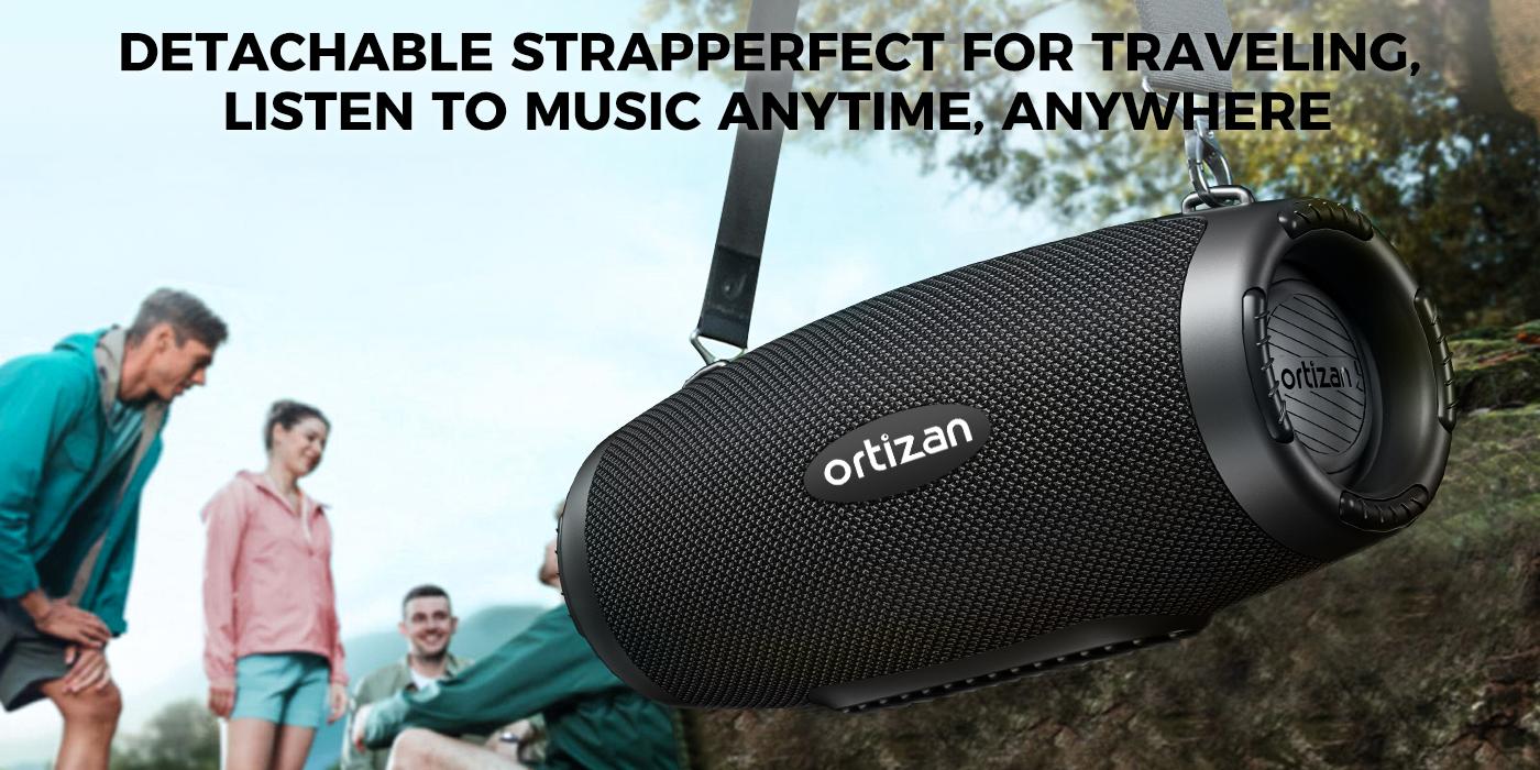 【Ortizan】 100W Bluetooth Speaker - Powerful Sound and Deep Bass, Portable Wireless, IPX7 Waterproof, 12H Playtime, Power Bank, EQ, USB, LED Lights - Outdoor Loud Subwoofer Boombox for Party, Camping Weatherproof Loudspeaker System