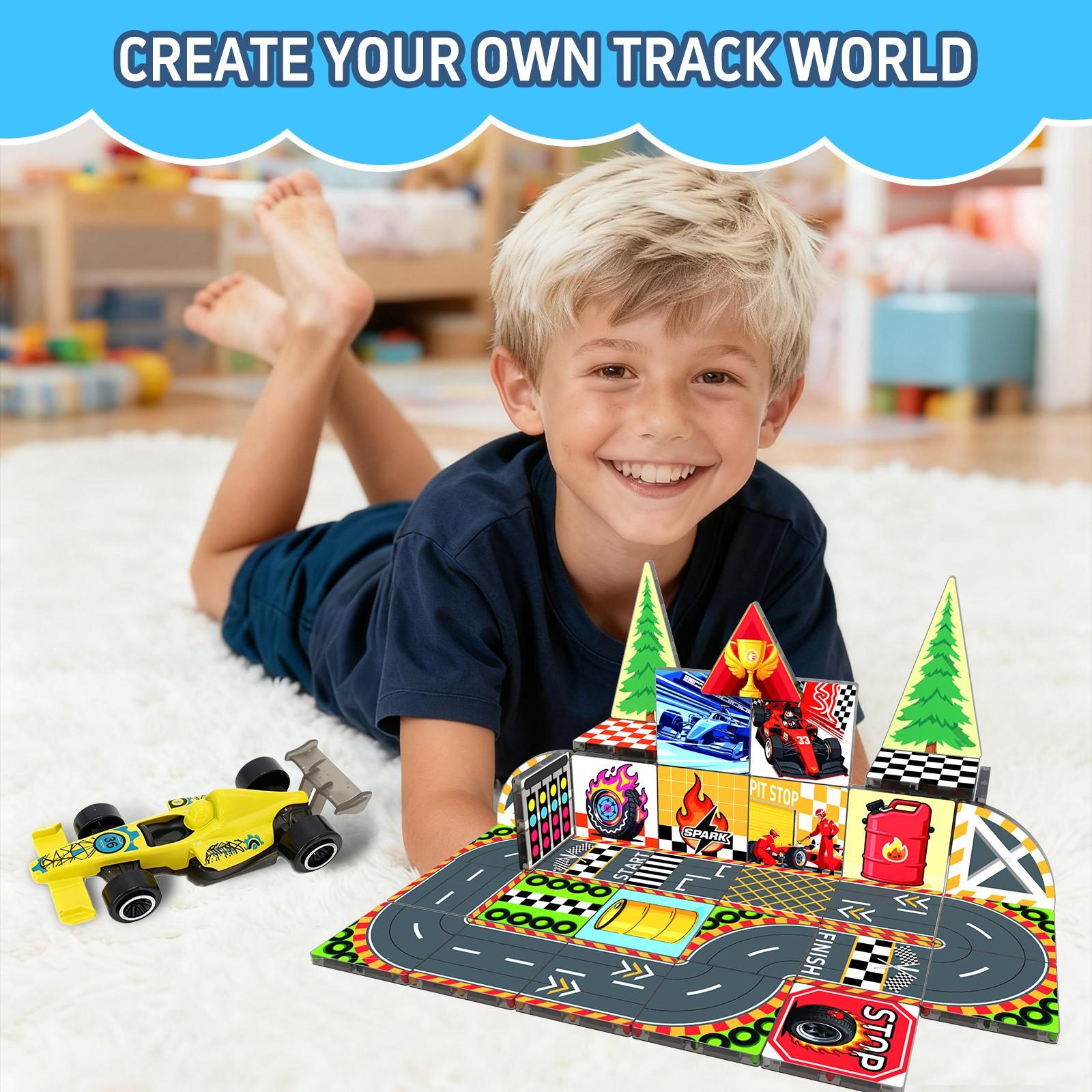 Magnetic Tiles Building Blocks Set, Stem Educational Toy for Kids Ages 3-8 & 4-12, Creative Puzzle Board Gift for Boys Girls