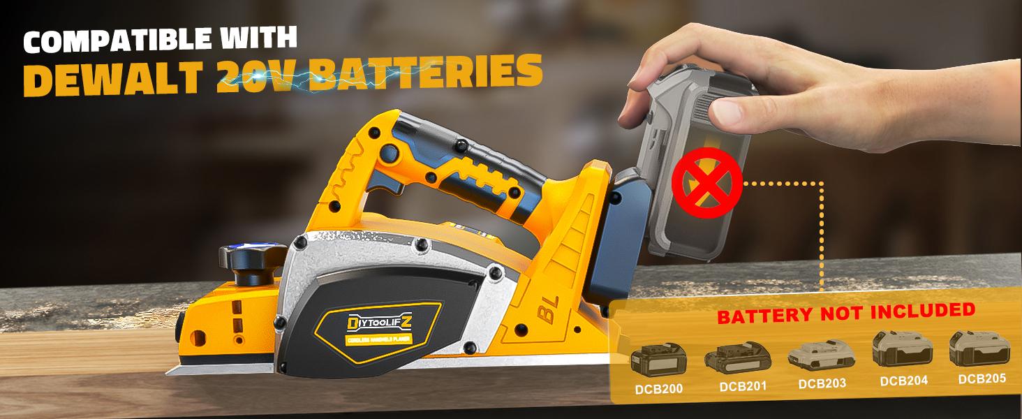 Cordless 3-1/4" Electric Hand Planer Compatible with Dewalt 20V Battery (No Battery!!) 15000RPM Power Wood Planer for Woodworking Carpentry and Home DIY Edge
