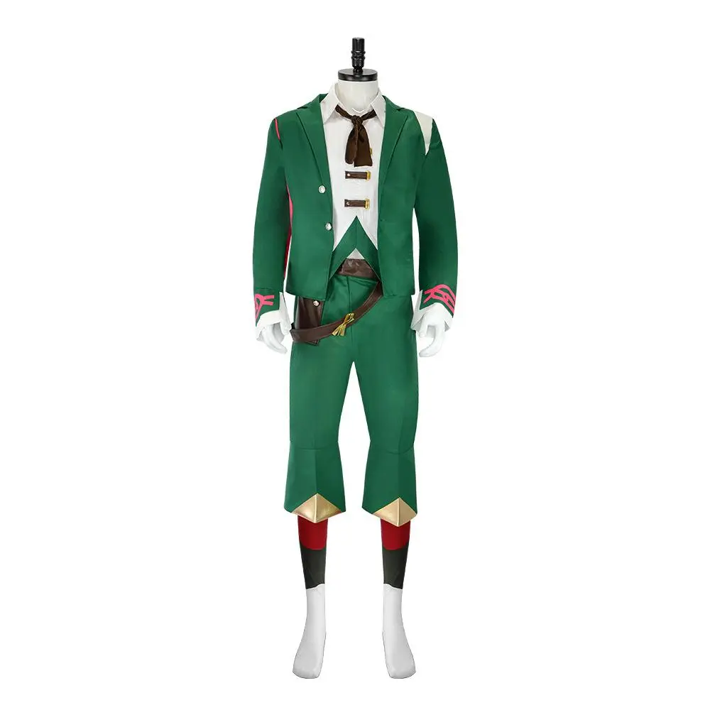 Ekko Arcane Cosplay Costume Wig Green Slim Men Suit Suits Necklace Ring Role Accessory Game LoL TV 2 Uniform Anime Clothes