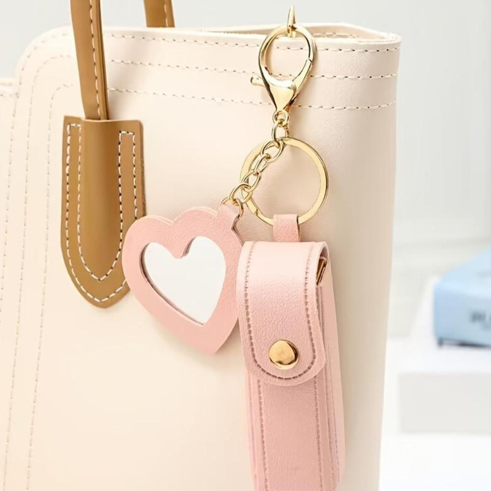 Mini Makeup Bag with Small Mirror, Portable Lipstick Case, Cute Keychain Pendant, Travel Cosmetic Pouch for Girls On-the-Go