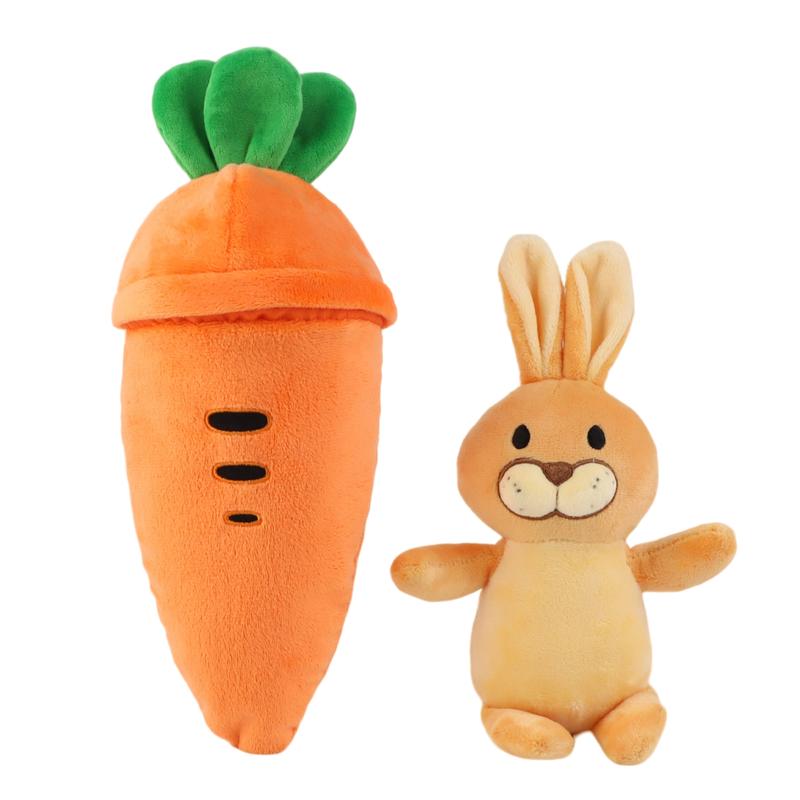 25cm/9.84in Carrot Plush Toy with Hidden Bunny Inside | Interactive Zipper Two-in-One Design | Soft Cuddly Stuffed | Cute Easter Holiday Gift for Kids | Comforting Sleep Companion | Collectible Home Room Decoration |Perfect for Children & Plush Toy Lovers