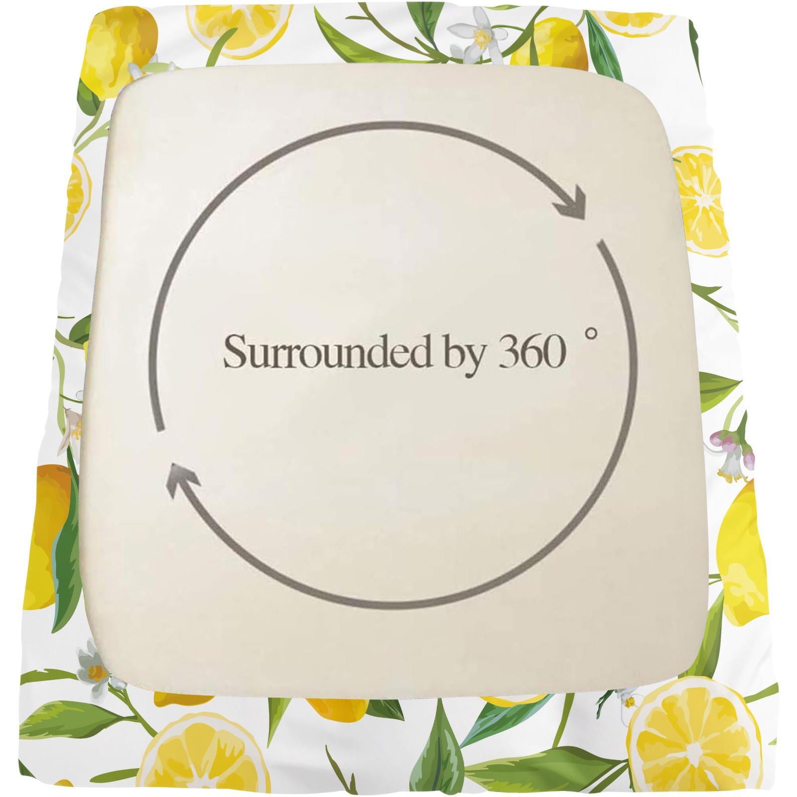 3pcs Watercolor Lemon Fitted Sheet Set, Fresh Fruit Bed Sheet Set, Soft Microfiber Bedding Set (No Fillers), Summer Citrus Mattress Cover for Girls Bedroom & Guest Room