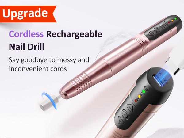 COSLUS C20 Professional Electric Nail File: Manicure and pedicure tool kit, ideal for acrylic, gel, and powder nails, with polishing and filing attachments,  Portable, cordless machine for use in beauty salons or at home. Cutics