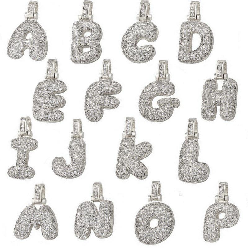 [Buy One Get Free Necklace] Hip Hop Large Letter Alphabet Pendant Necklace Cubic Zirconia Personalized DIY Dainty Necklace Birthday Anniversary Mother's Day Gifts for Women