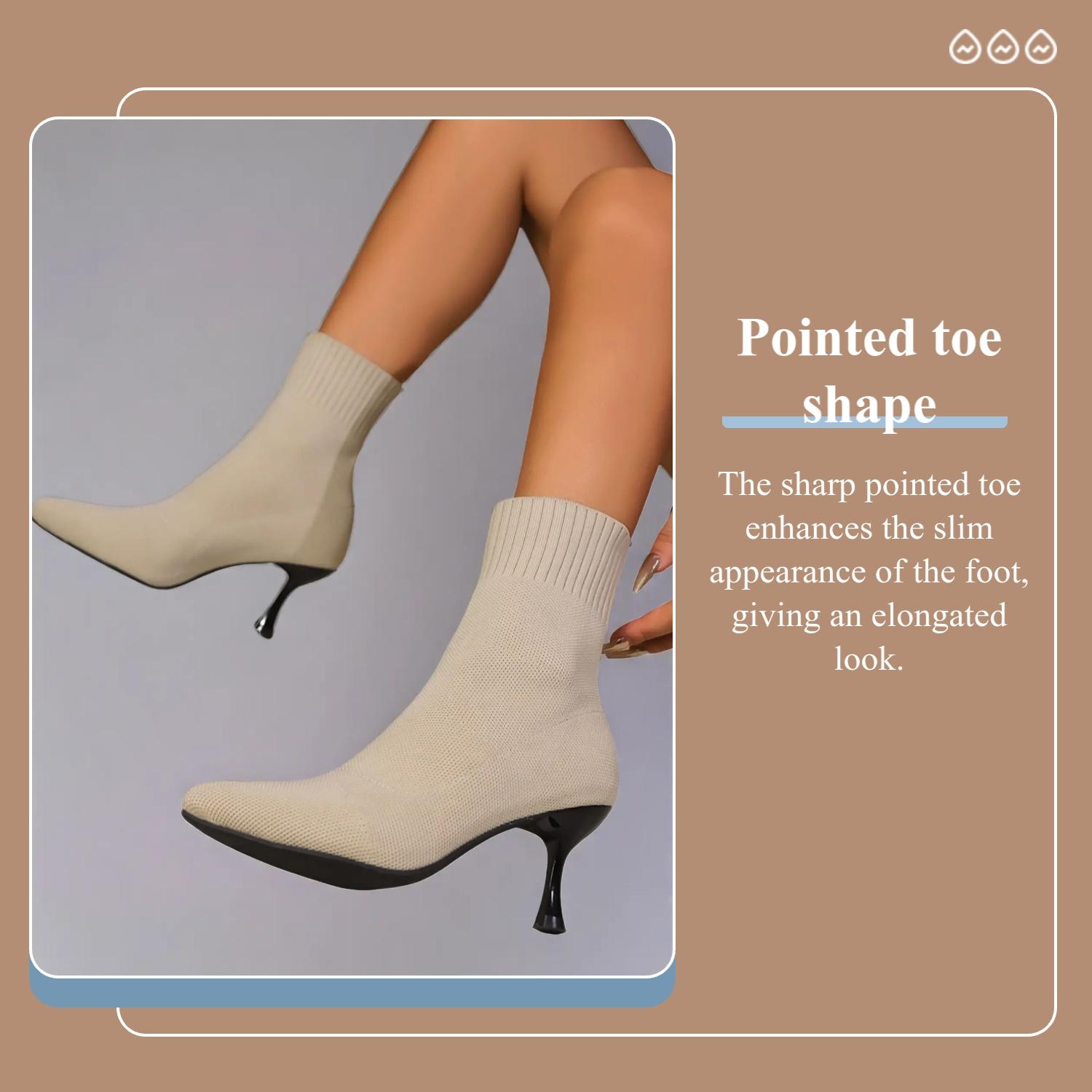 Women's Pointed Toe High Heels Socks Boots, Stiletto Heeled Boots, Stretch-knit Ankle Boots with Slimming Fit Design, Trendy Booties for Spring Autumn, Gifts for Her, Breathable Comfortable Footwear, Versatile Boots, Casual Warm Boots