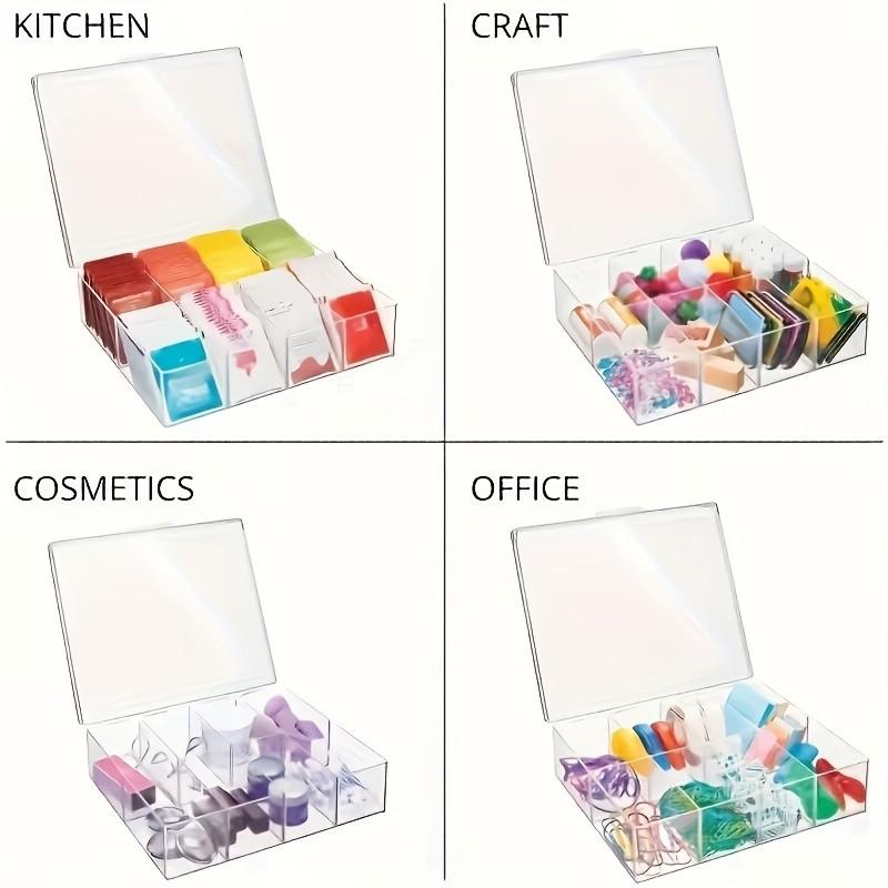 Multifunctional 8-Compartment Transparent Plastic Storage Box, Waterproof Kitchen Tea and Spice Organizer, Flip Lid Design, Modern Style