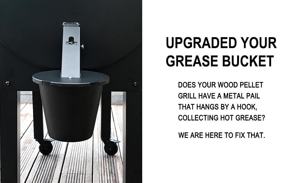 VATTAFRAST Grease Bucket with Lid & Silicone Liner, Upgraded Grill Accessories, Replacement Drip Bucket for Traeger Smokers & Grills Compatible with Traeger, Pit Boss, Z Grills, Recteq, and More Square Stee