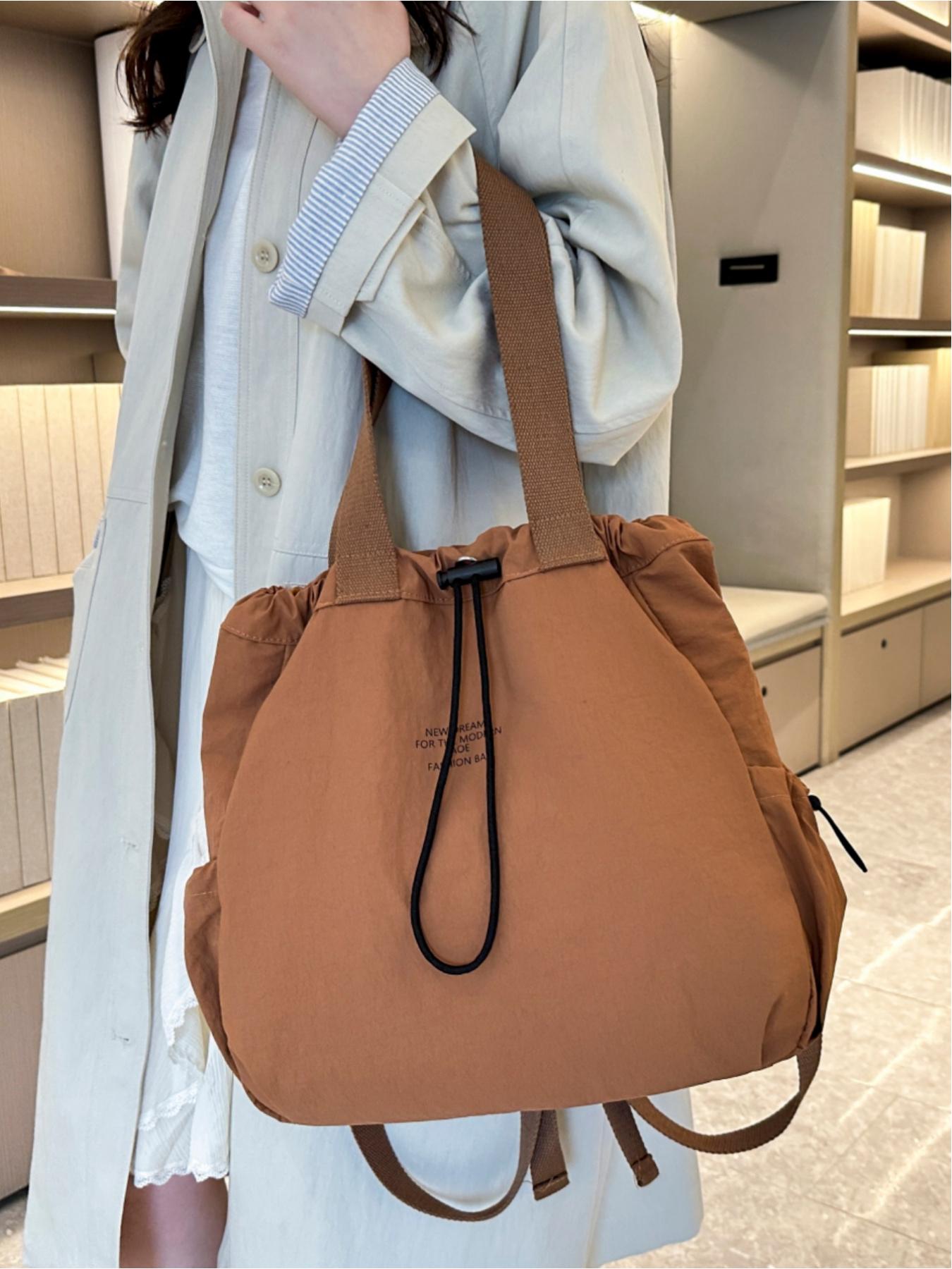 Multifunctional 3-way drawstring bag, lightweight canvas, large capacity, can be used as a backpack, shoulder bag, handbag, Sling backpack, versatile in multiple colors, suitable for commuting, casual wear, and everyday use, ideal for school, work