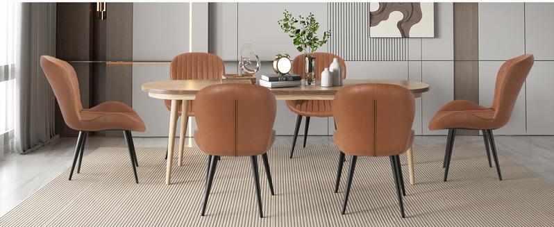 Dining Chairs, Modern Dining Room Chairs Comfy Backrest Thick Upholstered Kitchen Chairs 19IN Height with Metal Legs Dark Grey