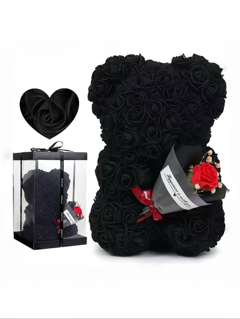 Handmade Eternal Flower Rose Teddy Bear Gift Box, Ideal for Couples, Valentine's Day, Anniversary, Birthday, Halloween, Christmas