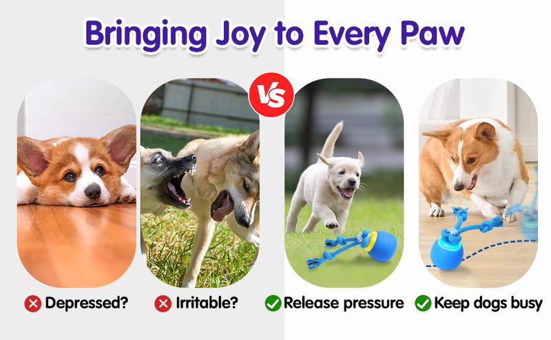 Interactive Dog Toys Touch Activated Bouncing & Jumping Dog Ball with Rope, Stocking Stuffers for Dog Puppy Pet Squeaky Doggie Toys to Keep Them Busy,Christmas Gifts for Dog