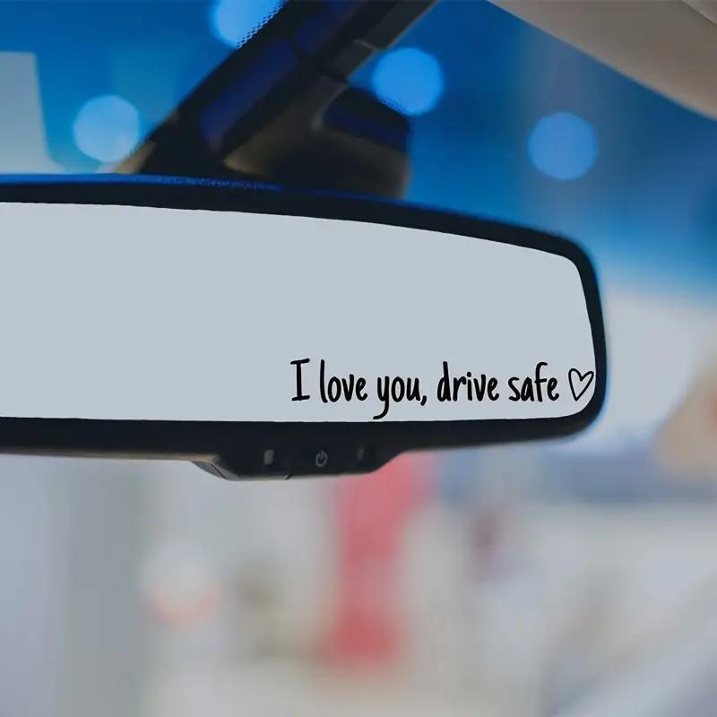 4 Piece Letter Pattern Car Rear View Mirror Stickers, 'i Love You, Drive Safe' Vinyl Stickers, Women's Car Accessories, Gift for Girlfriend/BF/wife