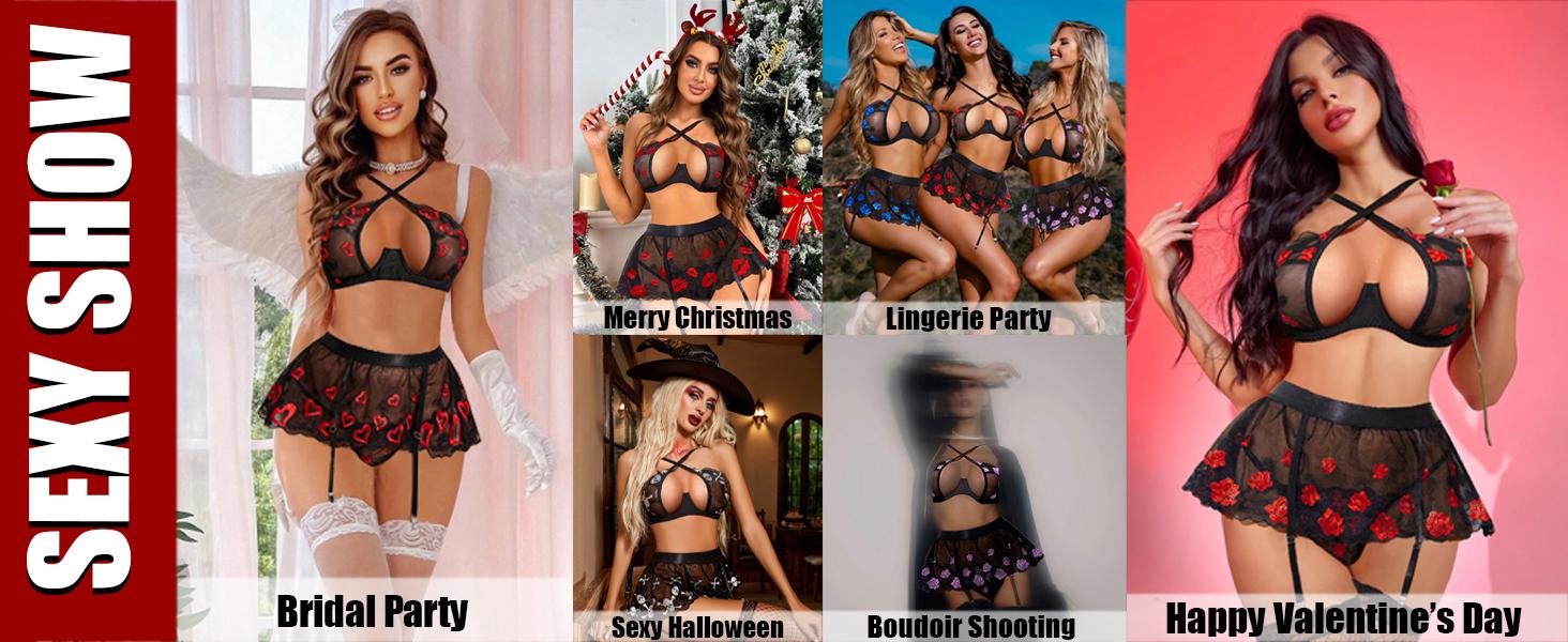 Avidlove Garter Lingerie Set for Women with Underwire 3 Piece Lace Lingerie Set Floral High Waisted Push Up Lingerie Set Avidlove Garter Lingerie Set for Women with Underwire 3 Piece Lace Lingerie Set Floral High Waisted Push Up Lingerie Set