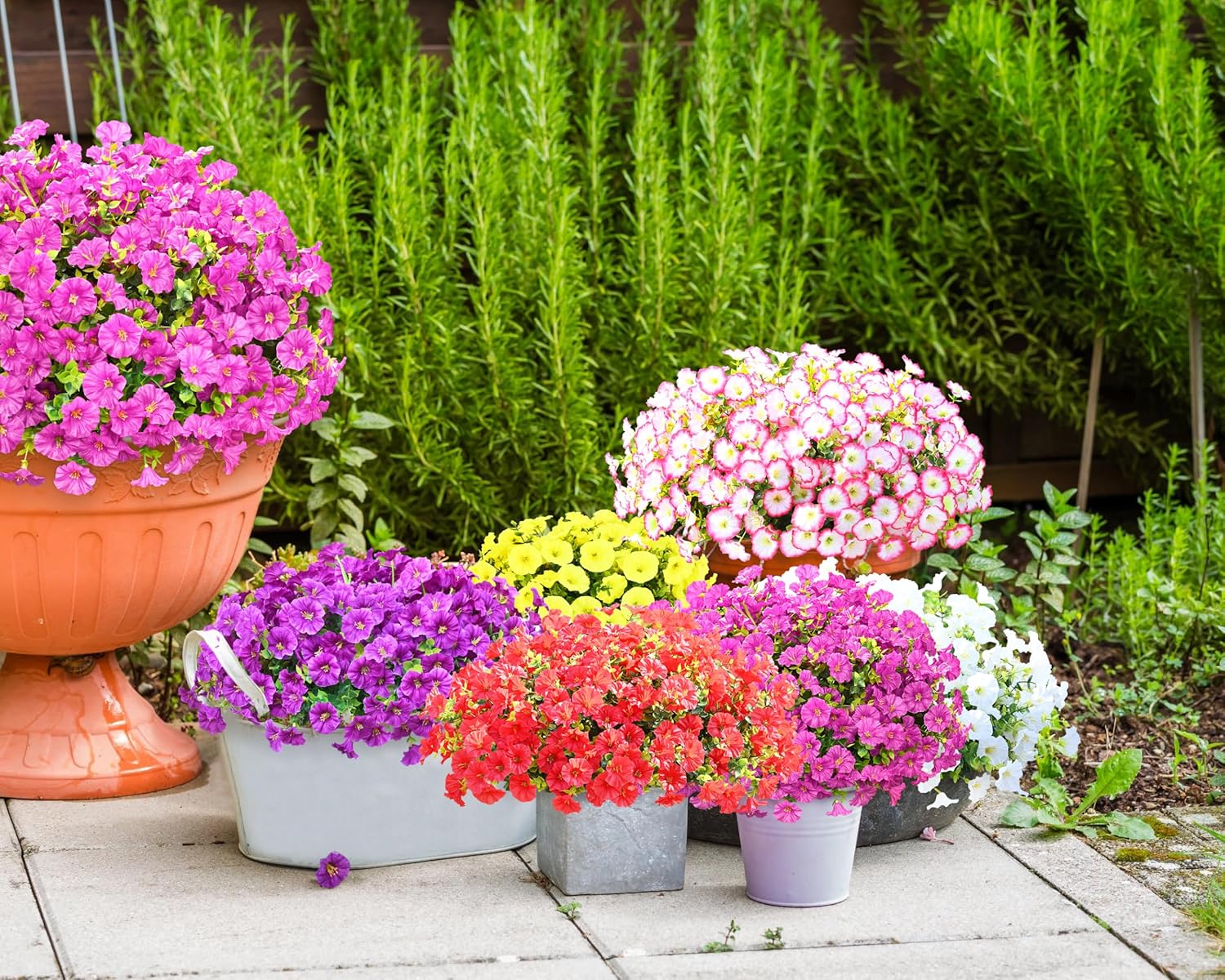 Artificial Flowers for Outdoors, 14 Bundles Artificial Flowers for Decoration UV Resistant, Realistic Artificial Plants & Flowers Fake Flowers for Fron Home Goods Decorative Fruit Ornaments