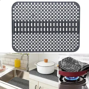 Silicone Sink Mat Protectors for Kitchen, 17''x 12.6'', Non-Slip Folding, Protects Farmhouse Stainless Steel Porcelain Sinks