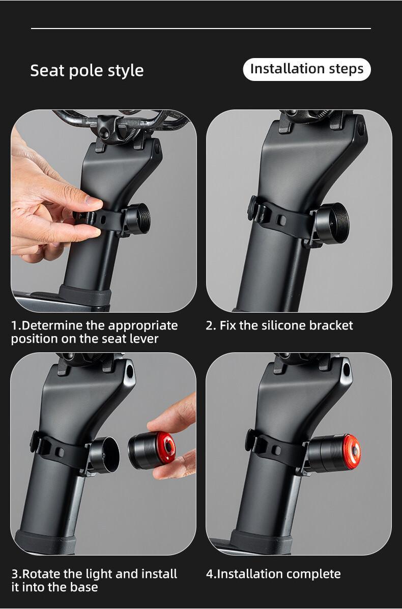 ROCKBROS Bike Taillight Rechargeable Waterproof Smart Auto Brake Sensing Rear Light Q5Mini LED Bike accessories