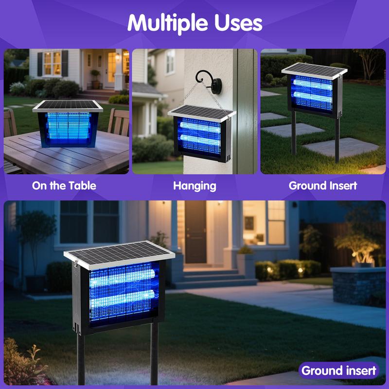 Solar Bug Mosquito Zapper Outdoor, IPX5 Waterproof Ground Insertion Multifunction Type UV Mosquito Killer Electronic Lamp , Modern Household Appliances for Garden, Backyard, Farm Solar Bug Mosquito Zapper Outdoor, IPX5 Waterproof Ground Insertion Multifunction Type UV Mosquito Killer Electronic Lamp , Modern Household Appliances for Garden, Backyard, Farm