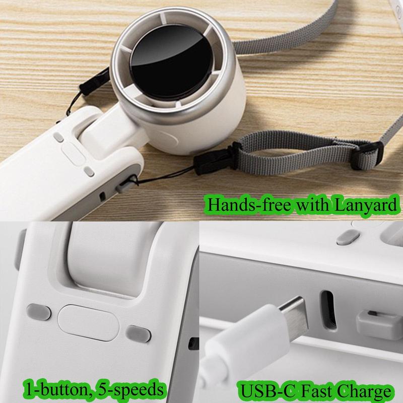 3-in-1 Mini Portable Fan – 3600mAh Rechargeable, 180° Foldable, LED Display, 5-Speed Personal Cooling for Home, Travel & Outdoors