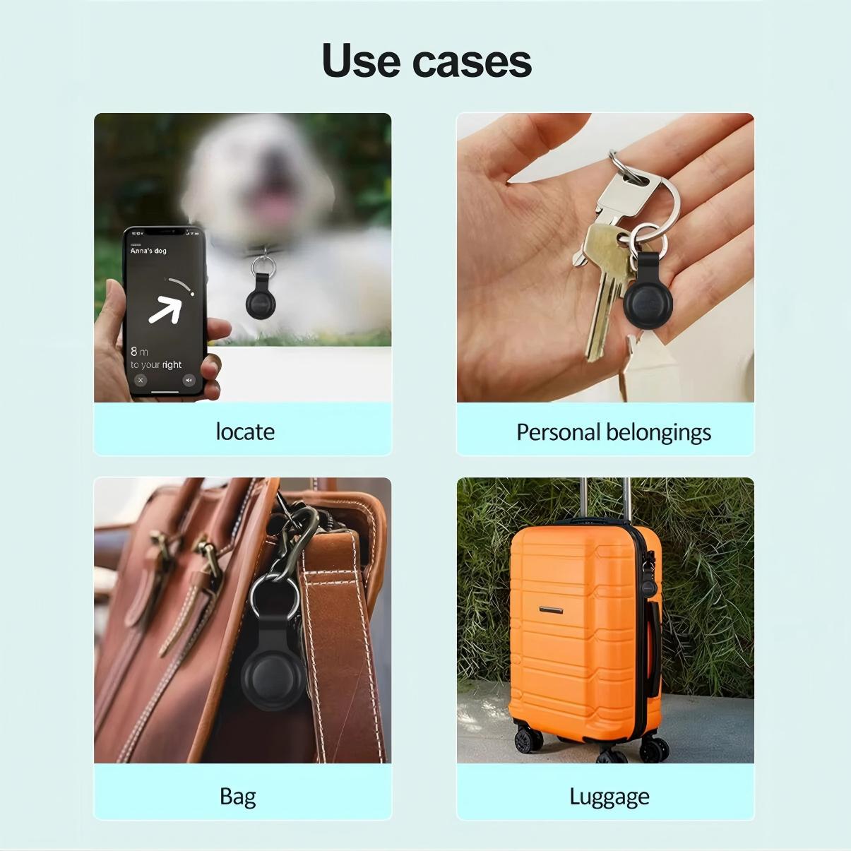 Smart tracking anti-lost tag (1 pack), compatible with Apple iOS / Google Android "Find My" apps (supports both iOS and Android systems), features a replaceable battery, and is suitable for luggage, bags, wallets, backpacks, keys, and pets.