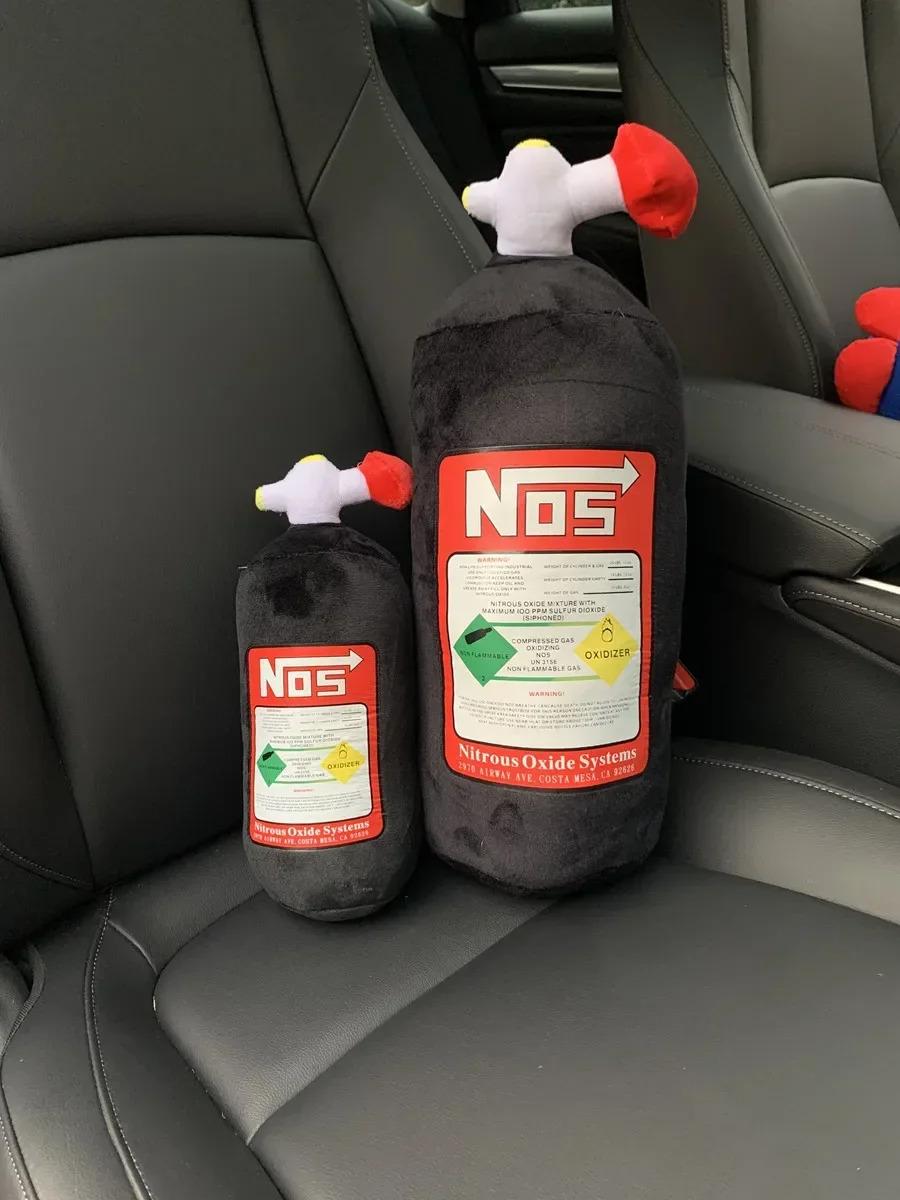 NOS Nitrous Oxide Bottle New Plush Toys Pillow Stuffed Soft Turbo JDM Cushion Gifts Car Decor Headrest Backrest Seat Neck