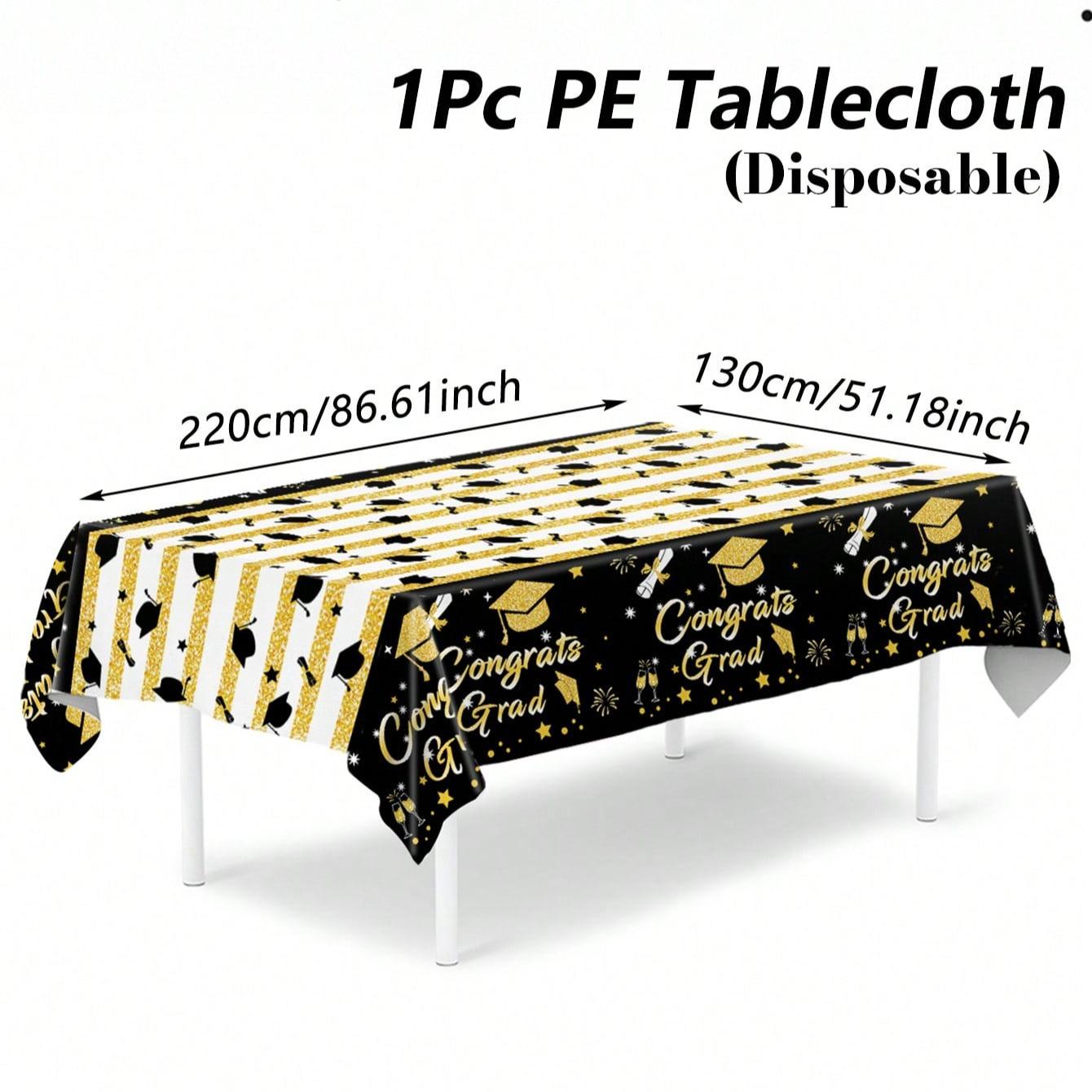 1PC  Graduation Ceremony Disposable PE Tablecloth, Congratulations Graduation Party Tablecloth,  Graduation Party Supplies, Graduation Party Decor, Graduation Celebration Decor, Graduation Gift, Graduation Season Tablecloth, Home Decor